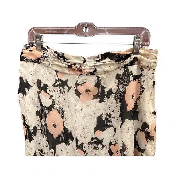Women's Y2K Vintage-Inspired Silk Skirt""Kenzie 100% Silk Floral Cream Black - Picture 2 of 7